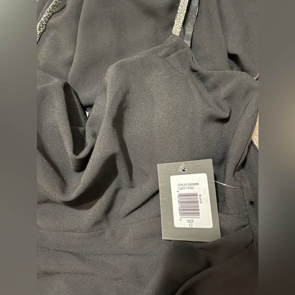 Marina Black Sheath Dress with rhinestone Straps - Picture 8 of 12